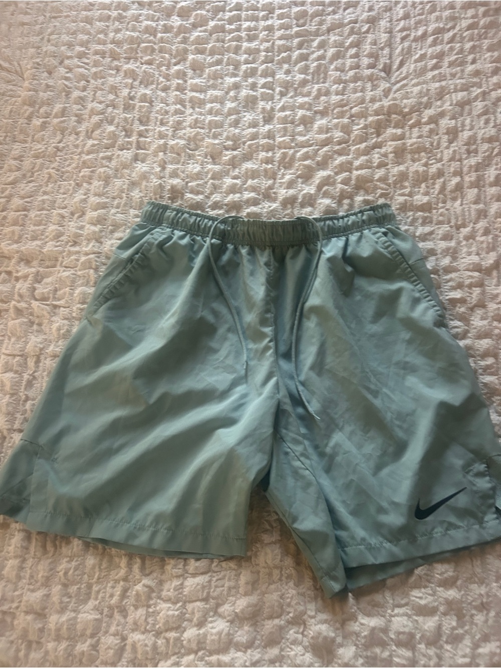Nike Men's Teal Athletic Shorts with Dark Swoosh